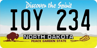 ND license plate IOY234