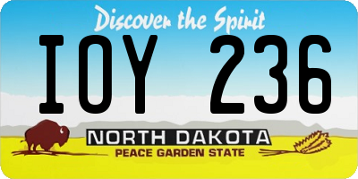 ND license plate IOY236