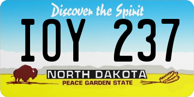 ND license plate IOY237