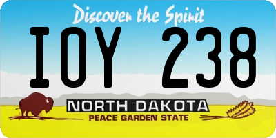 ND license plate IOY238