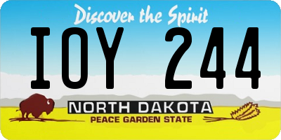 ND license plate IOY244
