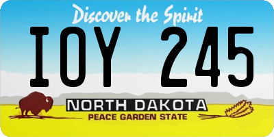 ND license plate IOY245