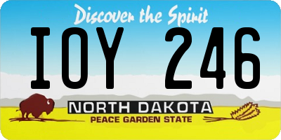 ND license plate IOY246
