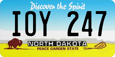 ND license plate IOY247