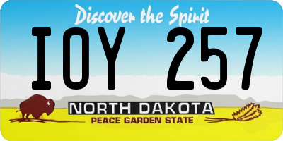 ND license plate IOY257
