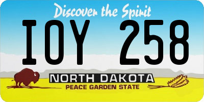 ND license plate IOY258