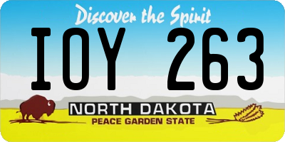 ND license plate IOY263