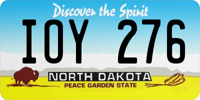 ND license plate IOY276
