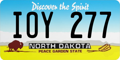 ND license plate IOY277