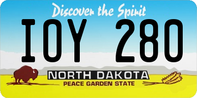 ND license plate IOY280
