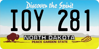 ND license plate IOY281