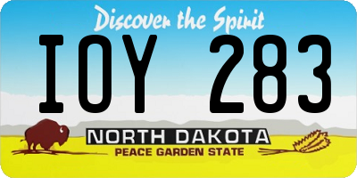 ND license plate IOY283