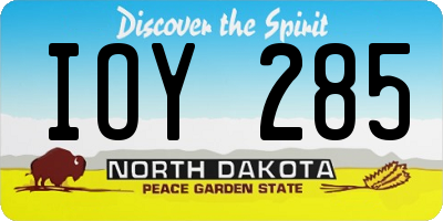 ND license plate IOY285