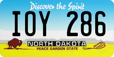 ND license plate IOY286