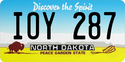 ND license plate IOY287