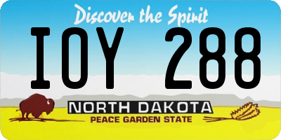 ND license plate IOY288