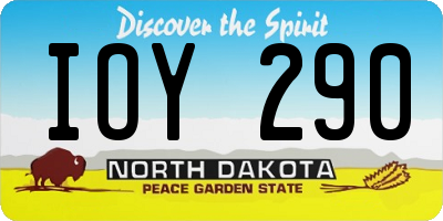 ND license plate IOY290