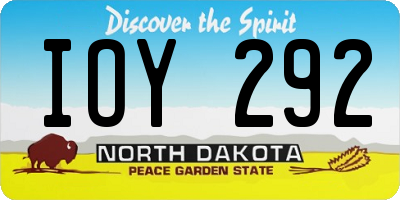 ND license plate IOY292