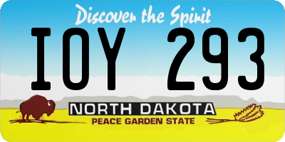 ND license plate IOY293