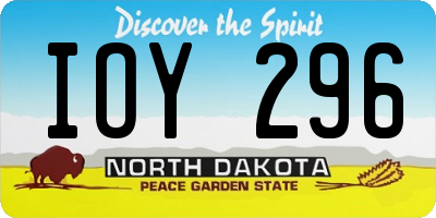 ND license plate IOY296