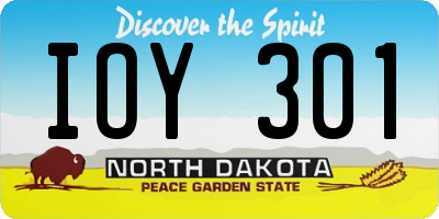 ND license plate IOY301