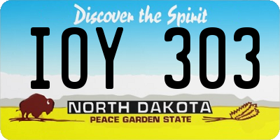 ND license plate IOY303