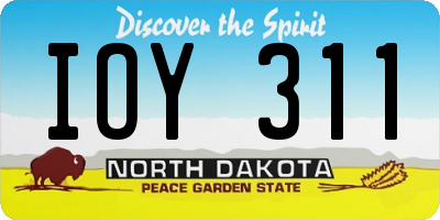 ND license plate IOY311