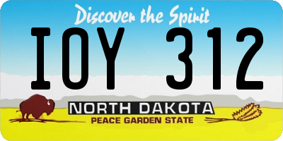 ND license plate IOY312