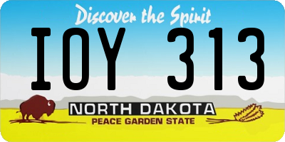 ND license plate IOY313