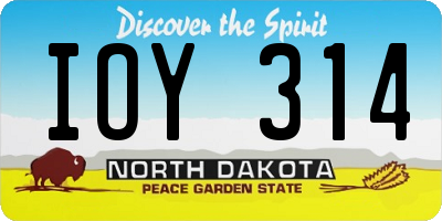 ND license plate IOY314