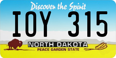 ND license plate IOY315