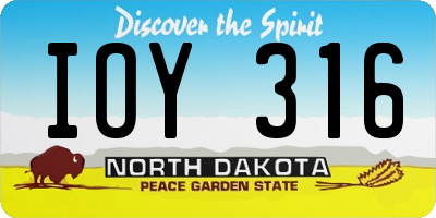 ND license plate IOY316