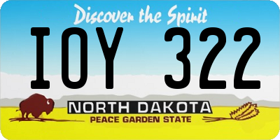 ND license plate IOY322