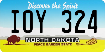 ND license plate IOY324