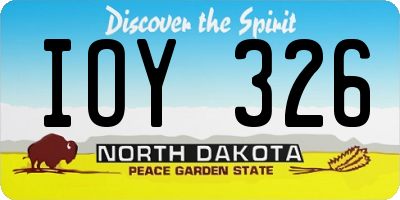 ND license plate IOY326