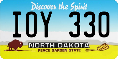 ND license plate IOY330