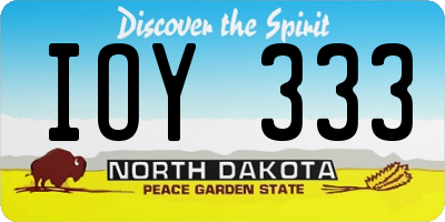 ND license plate IOY333