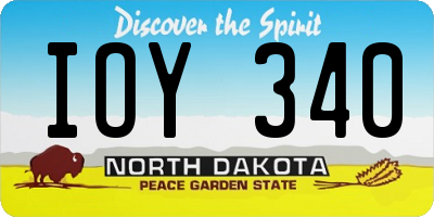ND license plate IOY340
