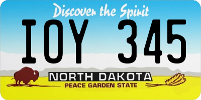 ND license plate IOY345