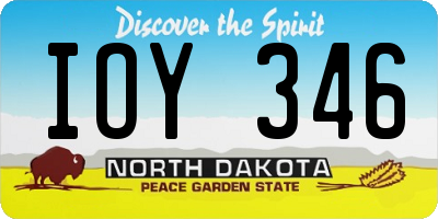 ND license plate IOY346