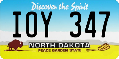 ND license plate IOY347