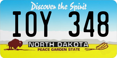 ND license plate IOY348