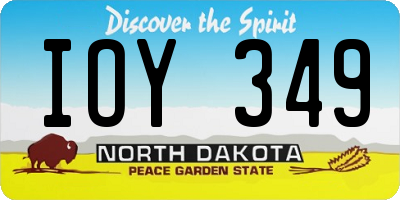 ND license plate IOY349