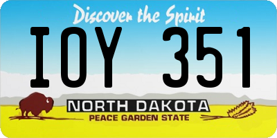 ND license plate IOY351
