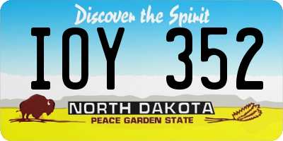 ND license plate IOY352
