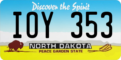 ND license plate IOY353
