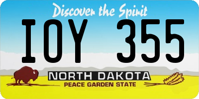 ND license plate IOY355