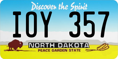 ND license plate IOY357