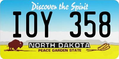 ND license plate IOY358