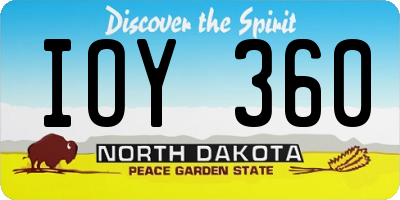 ND license plate IOY360